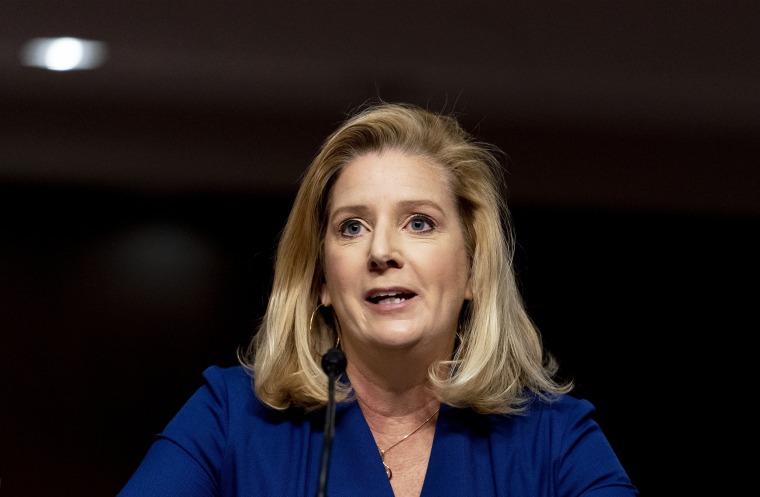 Christine Elizabeth Wormuth, President Joe Biden's nominee for Secretary of the Army, speaks during her Senate nomination hearing on May 13, 2021.