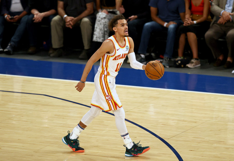Image: Atlanta Hawks guard Trae Young (11) controls the ball against the New York Knicks during the second half of game two of the Eastern Conference quarterfinal at Madison Square Garden on May 26, 20201 in New York.
