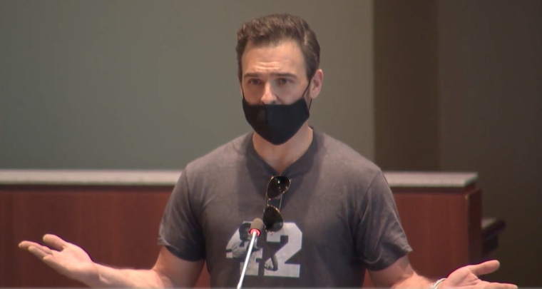 IMAGE: Ian Prior speaks at a Loudoun County school board meeting