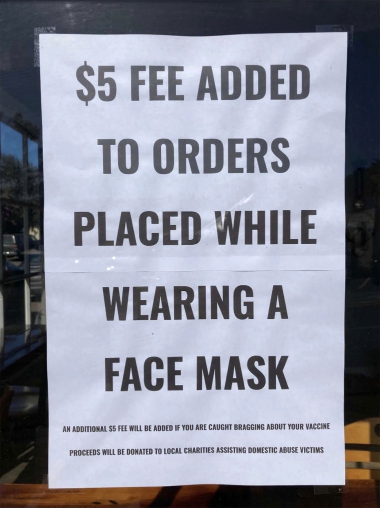 Image: Fiddleheads Cafe in Mendocino not only discourages wearing masks but also charges a penalty.