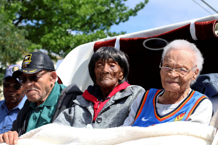 IMAGE: Hughes Van Ellis, 100, Lessie Benningfield Randle, 106, and Viola Fletcher, 107