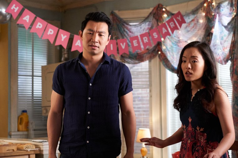 Simu Liu as Jung and Andrea Bang as Janet in season four of "Kim's Convenience."