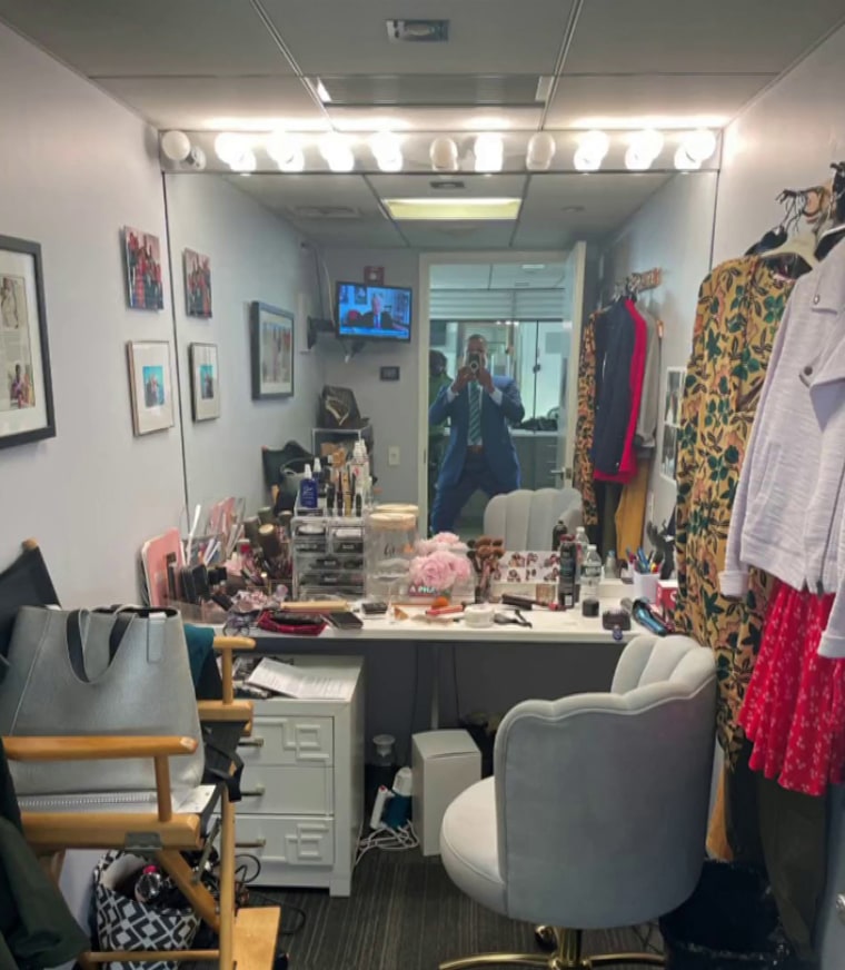 A look at Sheinelle Jones' dressing room shows she's not far behind Dylan in the messy category. 
