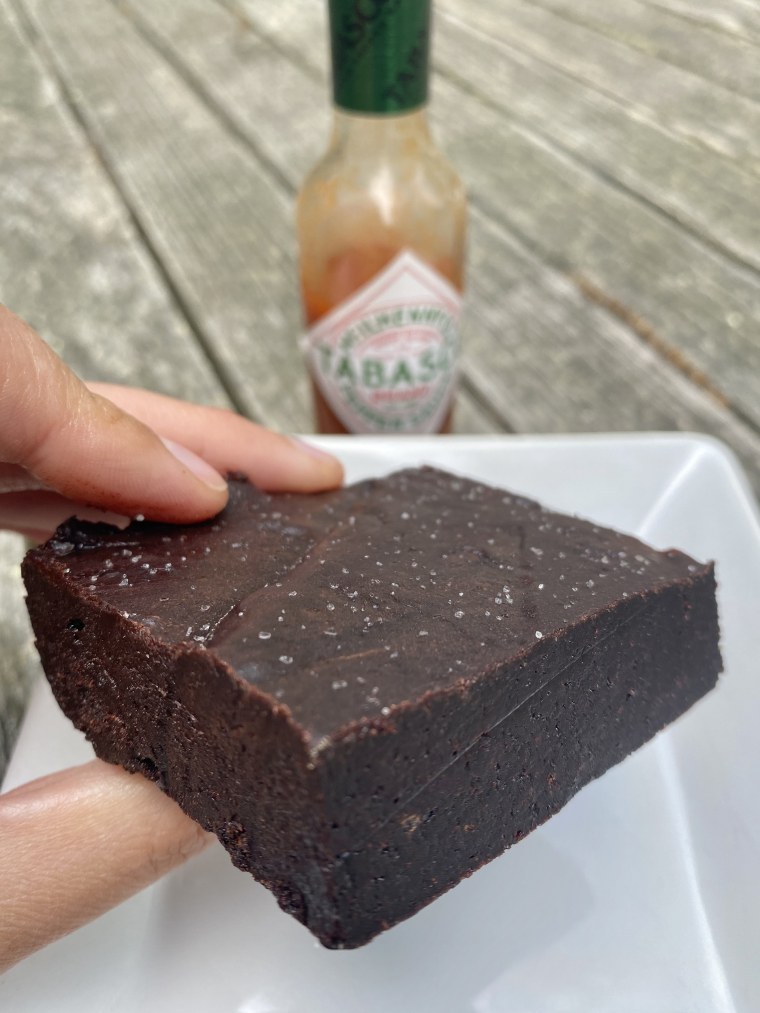 My Tabasco-filled brownies, made using Alejandra Ramos' recipe.