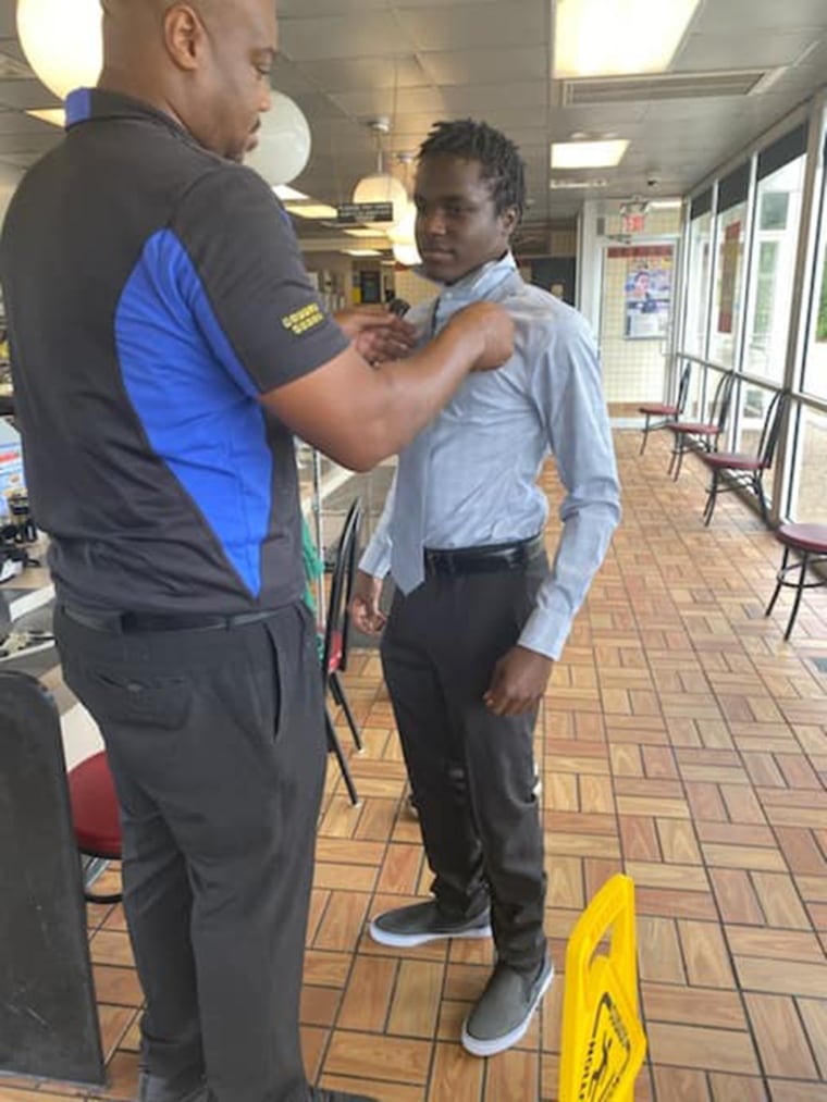 The team at Waffle House in Center Point helped make sure Harrison was ready for his big day.