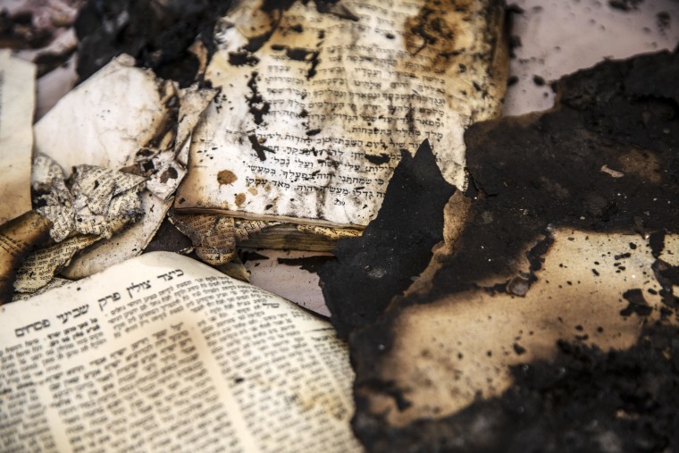 Image: Burnt Jewish holy books