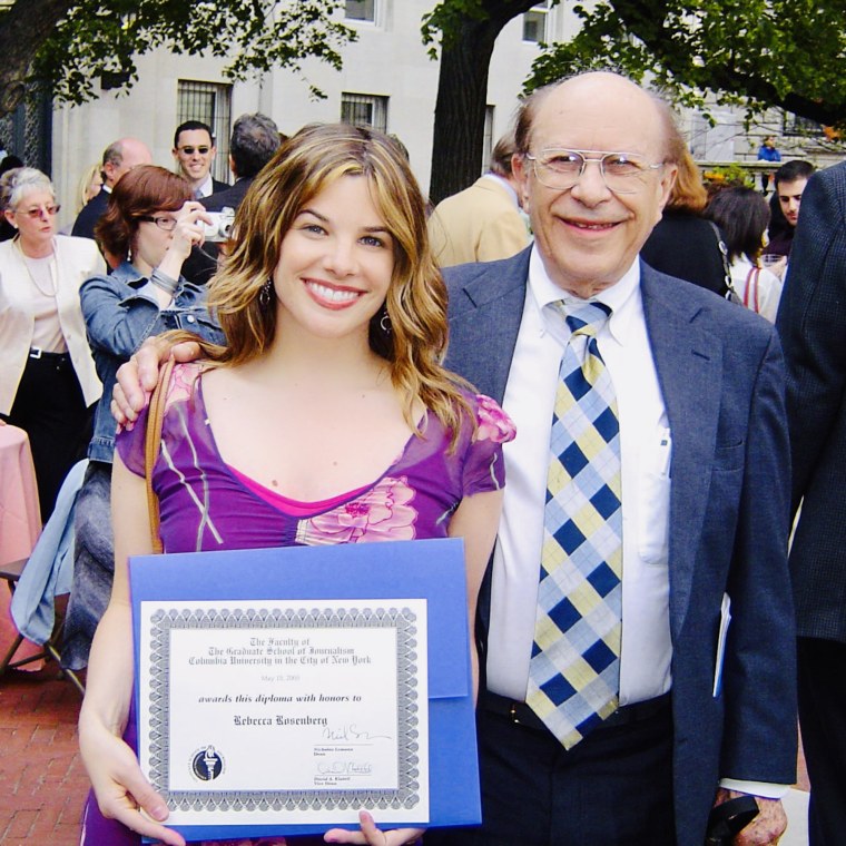 Modern Loss co-founder Rebecca Soffer and her dad, Ray Rosenberg, at her Columbia Graduate School of Journalism commencement in 2005.