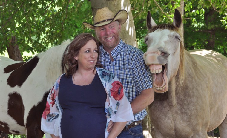 Buckshot the horse stole the show at Amanda Eckstein and Phillip Werner's maternity shoot. 