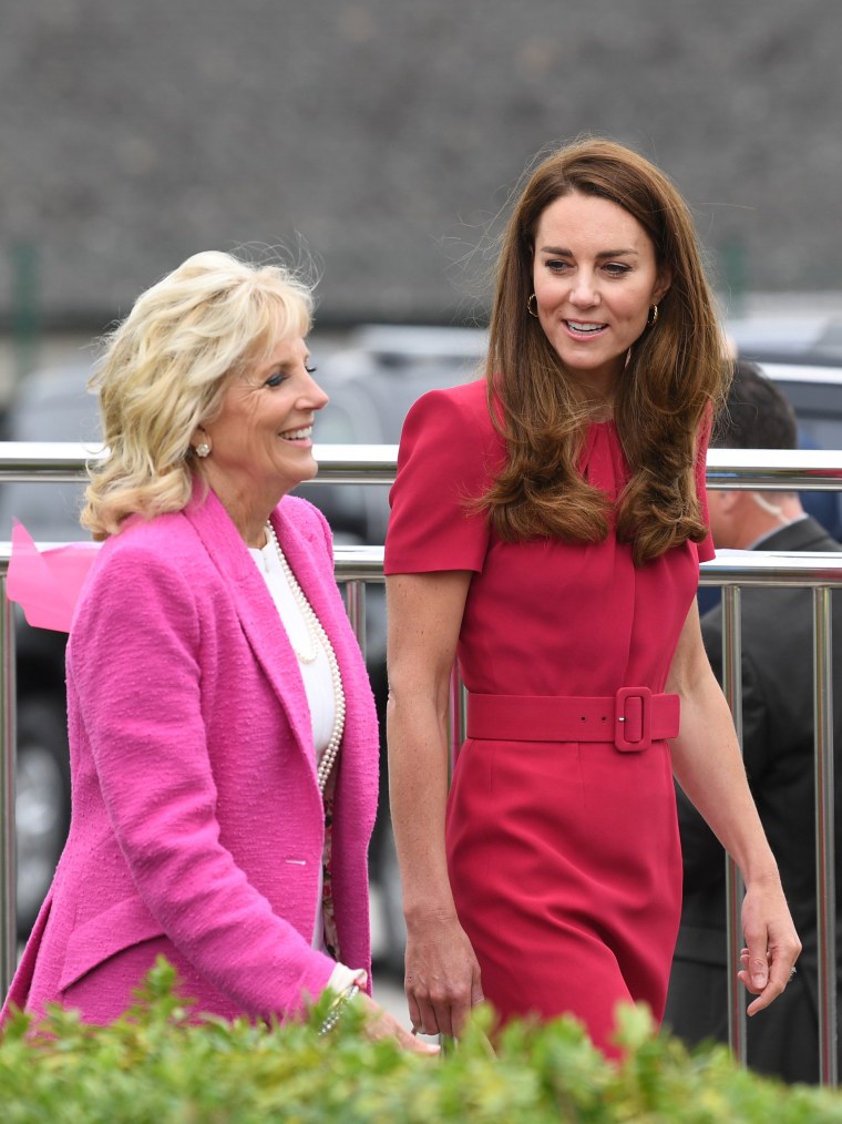 Image: U.S. first lady Jill Biden and Britain's Catherine, Duchess of Cambridge, in Hayle