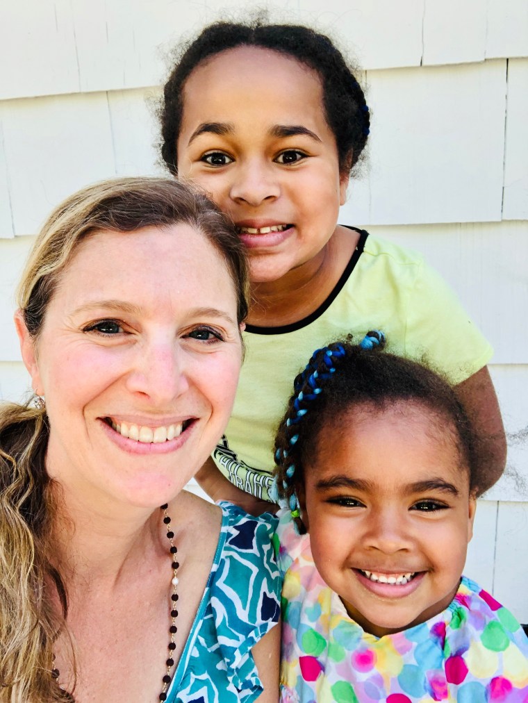 Lauren Leader with daughters Stella and Serena.