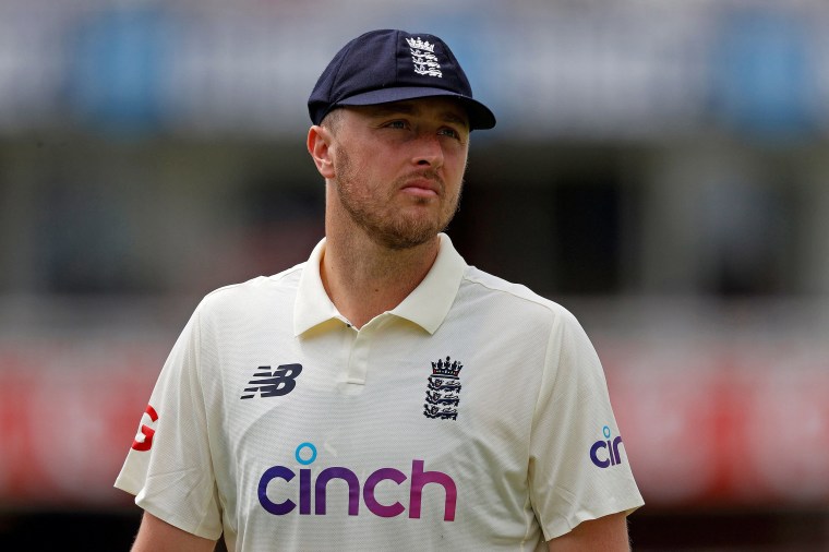 Image: England's Ollie Robinson fields on the fifth day of the first Test cricket match between England and New Zealand at Lord's Cricket Ground in London