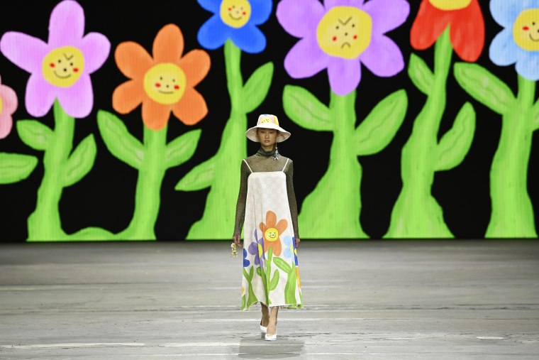 A model walks the runway in a design by Erik-Yvon during Australian Fashion Week on June 01, 2021, in Sydney.