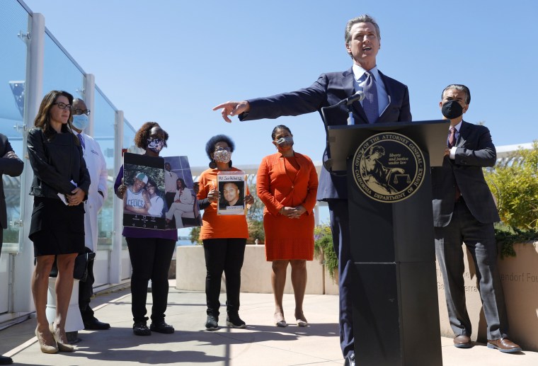 Image: Gov. Newsom Holds News Conference On California Assault Weapons Ban Case