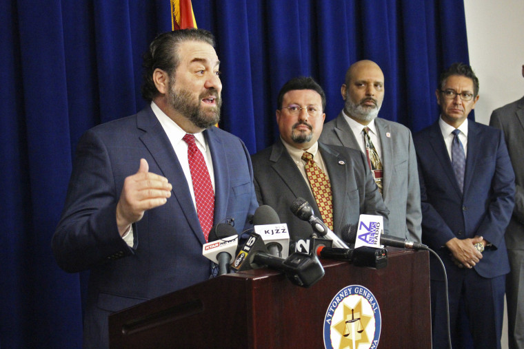 Image: Arizona Attorney General Mark Brnovich speaks at a Tuesday, Jan. 7, 2020, news conference in Phoenix.