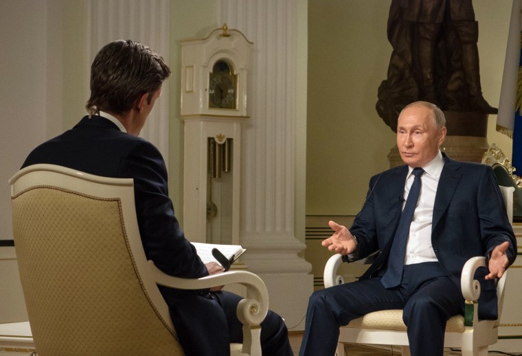 Image: Vladimir Putin during an interview with Keir Simmons