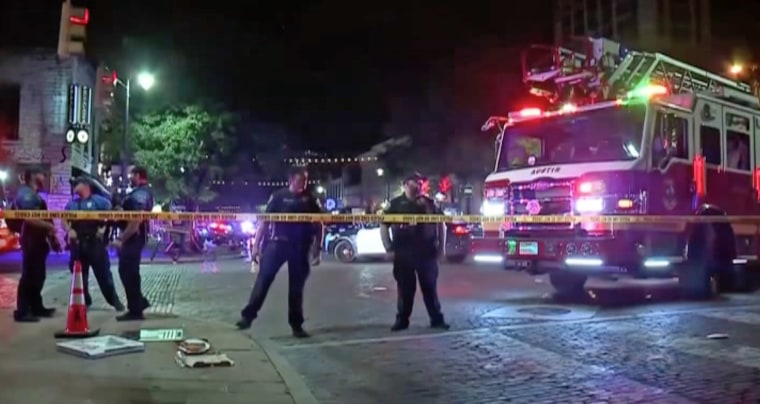 Police respond to the scene of a shooting in Austin, Texas, on Saturday.