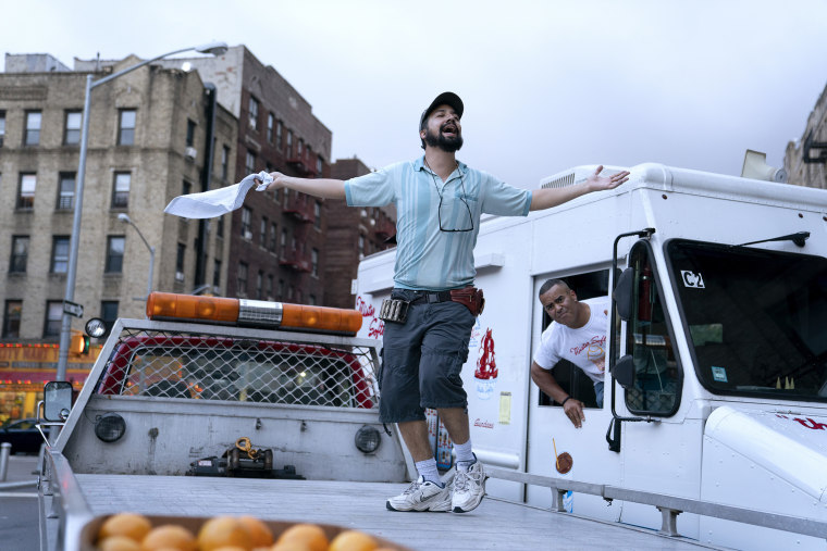 Lin-Manuel Miranda, left, and Chris Jackson in a scene from "In the Heights."