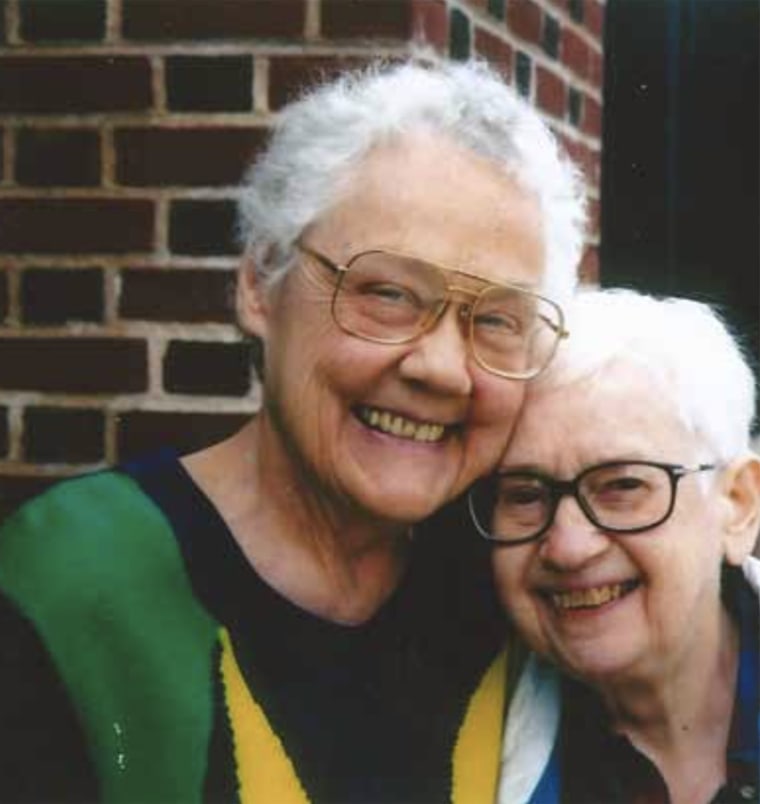 Gittings and Lahusen pose for a photo together in Philadelphia in the 2000s.