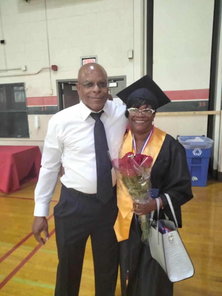 Williams, seen here with one of her teachers, says she "never imagined" she would be the valedictorian of her class.