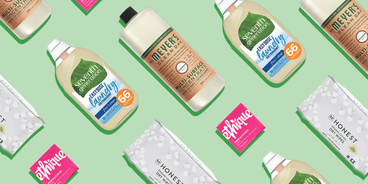 Illustration of different cleaning products like Seventh Generation and Meyers. Looking for eco-friendly products on Amazon? Learn about Amazon's Climate Pledge Friendly label and shop sustainable products from Burt's Bees, Dove and more.