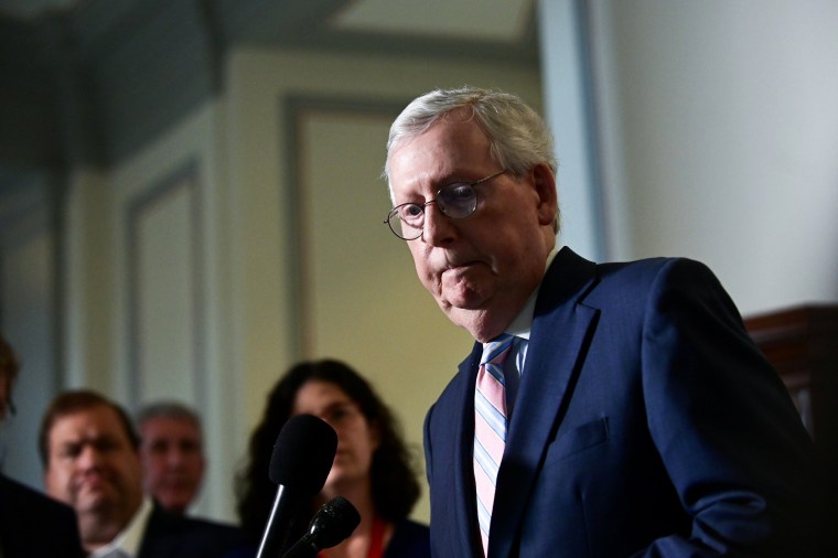 Senate Minority Leader Mitch McConnell, R-Ky., speaks on Capitol Hill on May 25, 2021.