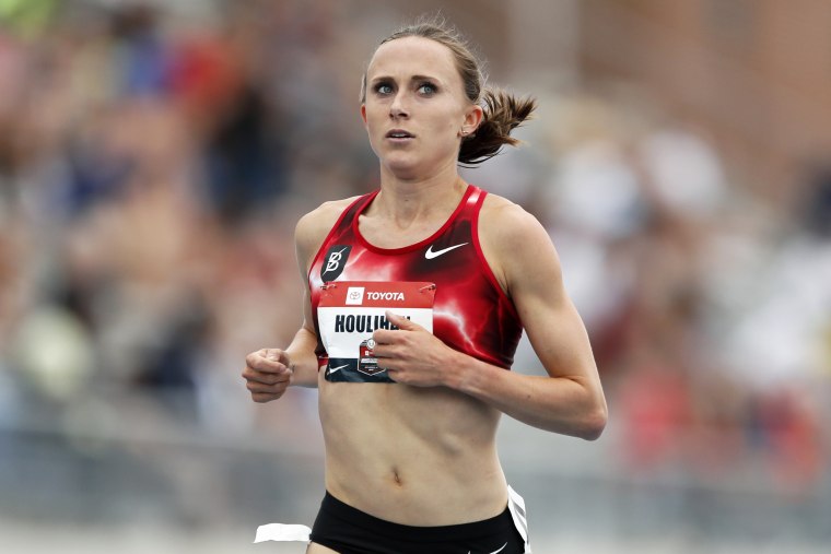 Shelby Houlihan competes in a preliminary heat in the women's 1500-meter run at the U.S. Championships athletics meet on July 25, 2019, in Des Moines, Iowa.