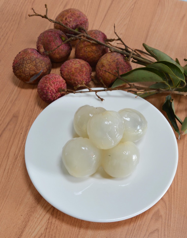 Once peeled, lychee will appear white and circular.