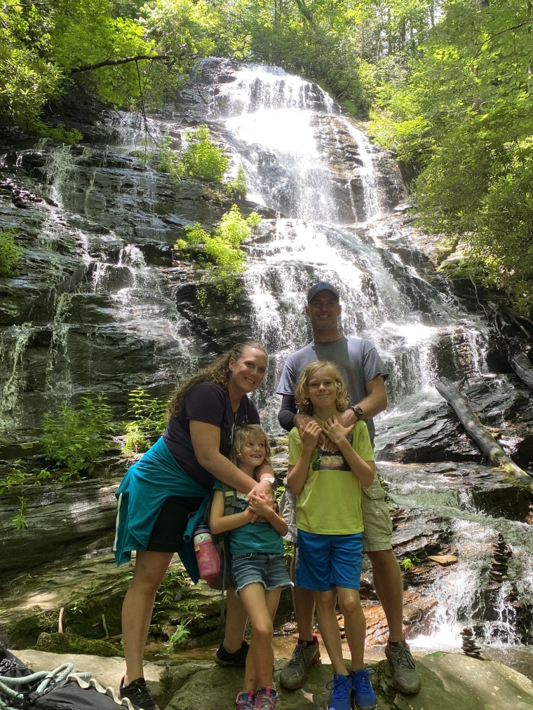 Carsten Kieffer with his wife and two children, who have made him promise never to go alligator hunting again.