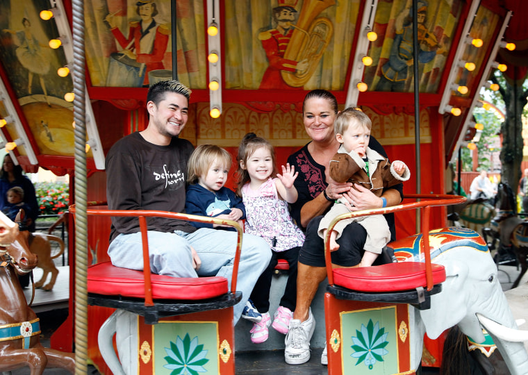 Thomas Beatie And Family Enjoy Day At Amusement Park