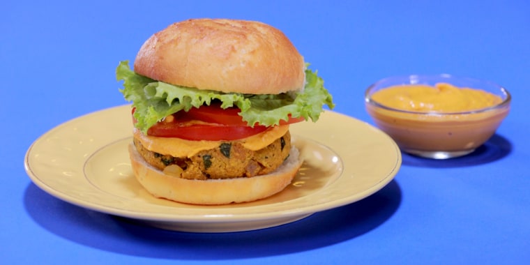 Looking for a hearty alternative to beef? This spiced chickpea burger checks all the marks.