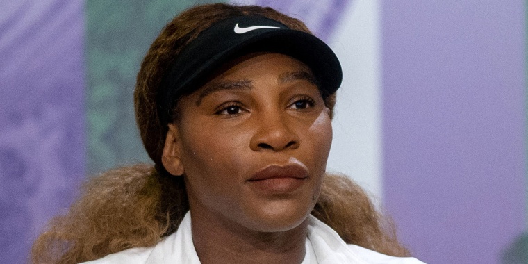 US player Serena Williams attends a press conference in the Main Interview Room at The All England Tennis Club in Wimbledon, south-west London, on June 27, 2021, ahead of the start of the 2021 Wimbledon Championships tennis tournament.