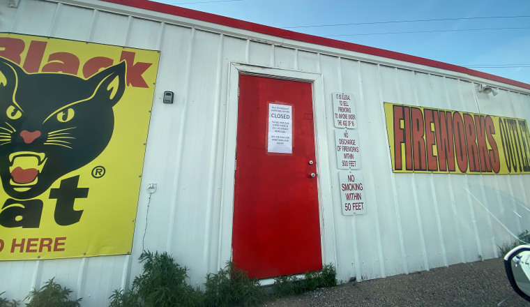 A roadside fireworks stand in Cheyenne, Wyo. posted a notice on June 18, 2021, saying it was closed due to supply shortage.
