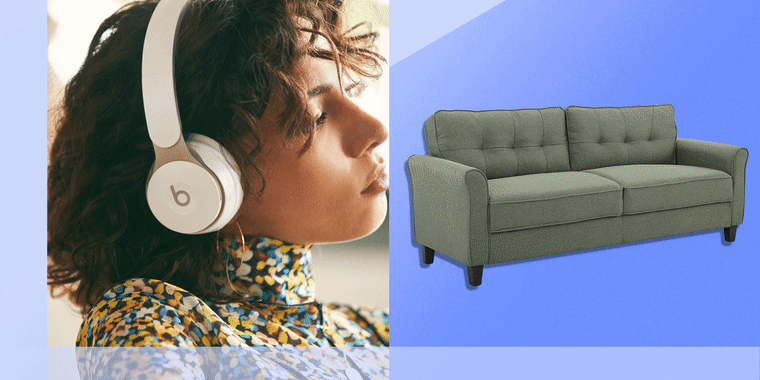 GIF Illustration of different items on sale on Kohl's and a Woman wearing Beats Solo headphones. Prime Day deals are coming to Kohl's in the form of the Kohl's Wow Deals sales event. Shop Kohl's Prime Day deals on tech, kitchenware, furniture and more.