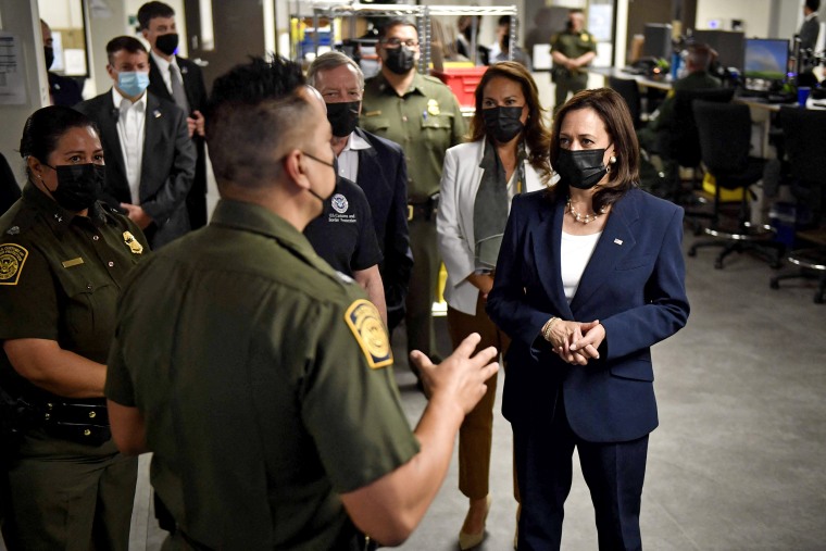 Image: Vice President Kamala Harris tours the El Paso Border Patrol Station, on June 25, 2021 in El Paso, Texas.
