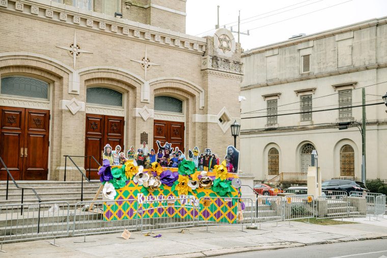 Image: Cardboard cutouts of parade revelers after Mardi Gras celebrations were cancelled because of Covid-19 in New Orleans on Feb. 16, 2021.