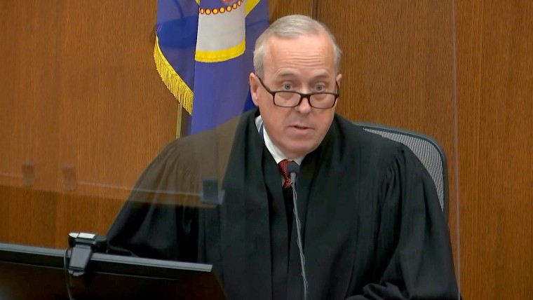 Minnesota Judge Peter Cahill addresses the sentencing hearing for former Minneapolis police officer Derek Chauvin for the murder of George Floyd in Minneapolis on June 25, 2021.