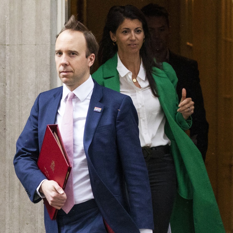 Image: FILE PHOTO: UK Health Secretary Matt Hancock leaves 10 Downing Street with aide Gina Coladangelo