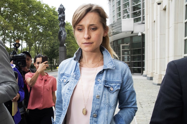 Allison Mack leaves Brooklyn Federal Court on July 25, 2018 in New York.