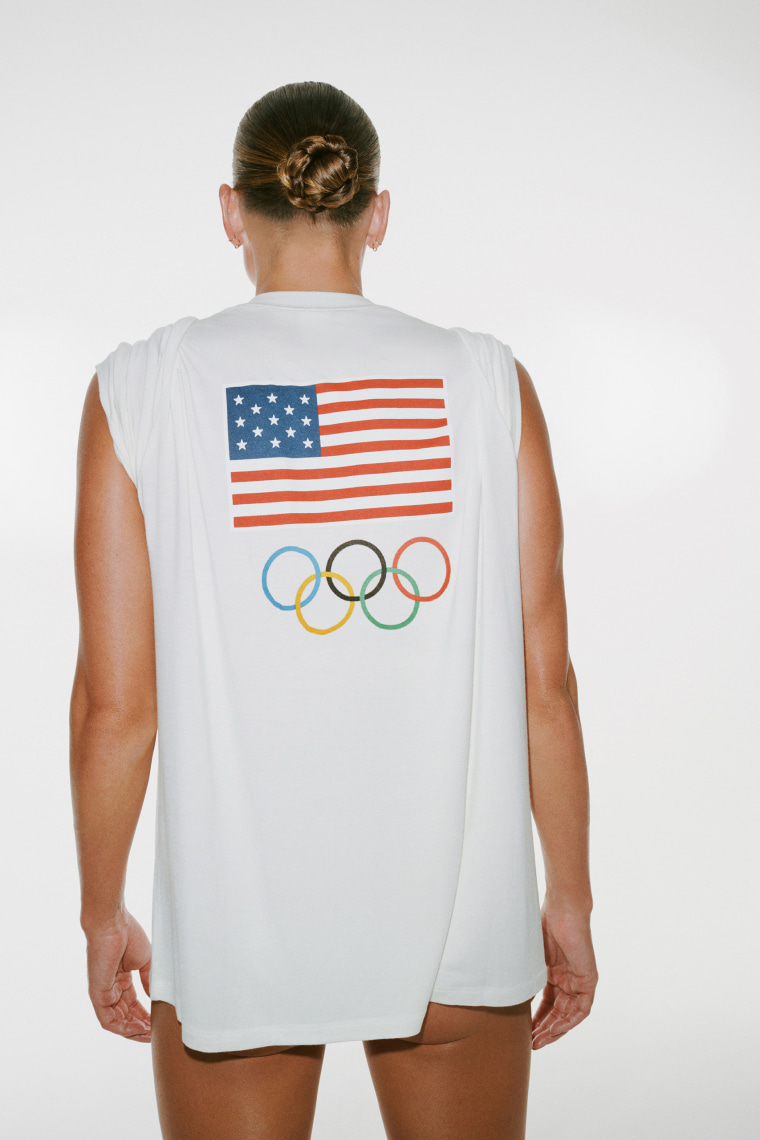 Olympic swimmer Haley Anderson models Skims' Team USA collection.