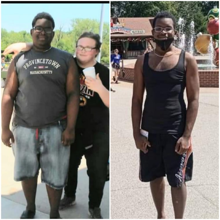 Michelle Stewart feels proud of son Tayè Baker for losing 117 pounds through healthier eating and an hour of exercise each day. 