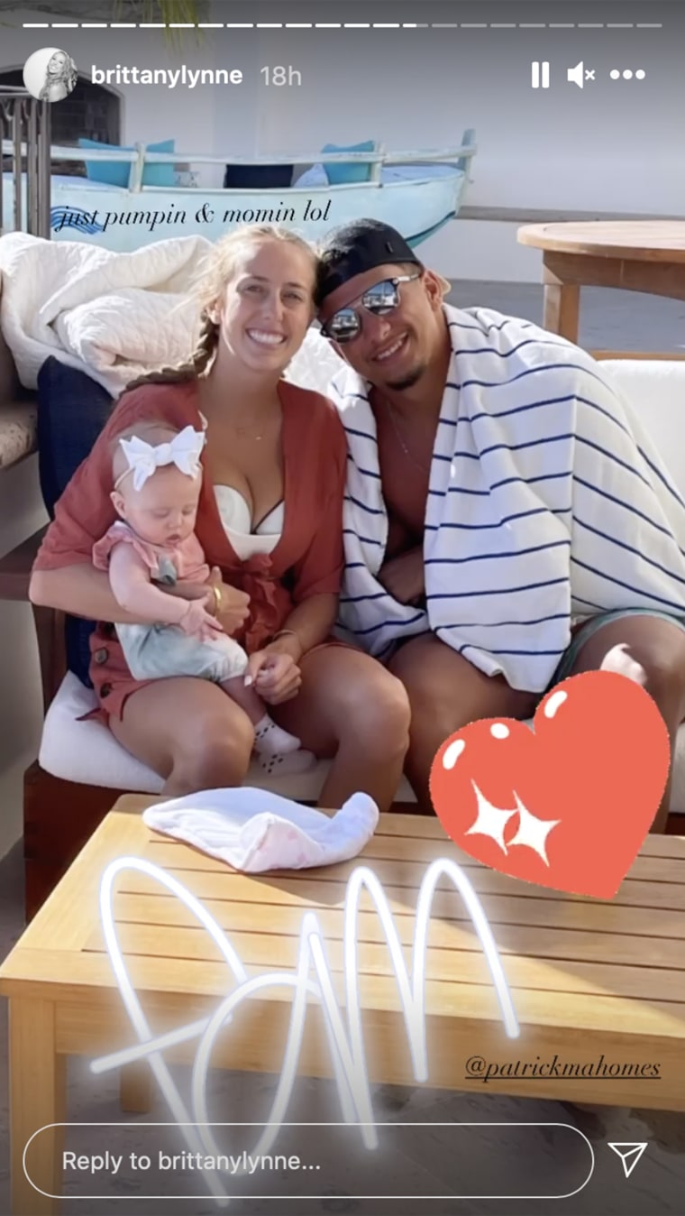 Brittany Matthews shared a sweet photo with baby Sterling and fiancé Patrick Mahomes. 