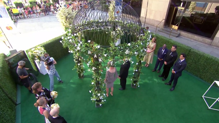 The TODAY plaza was transformed into a park with the perfect wedding gazebo. 