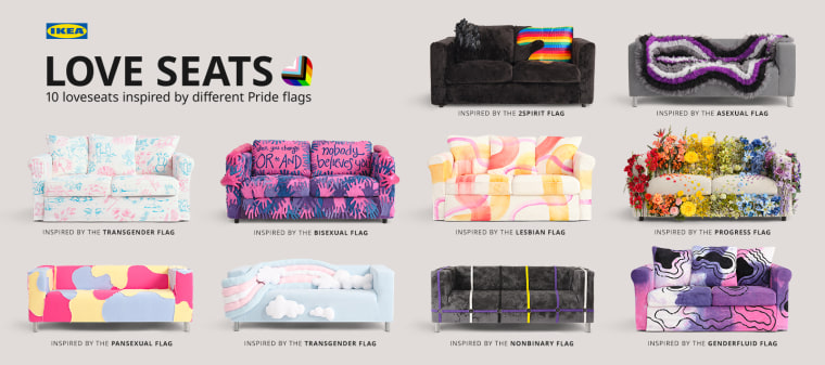 Leesbaarheid Disco Ik heb een Engelse les Ikea celebrates pride with "love Seats" inspired by different LGBTQ+ flags