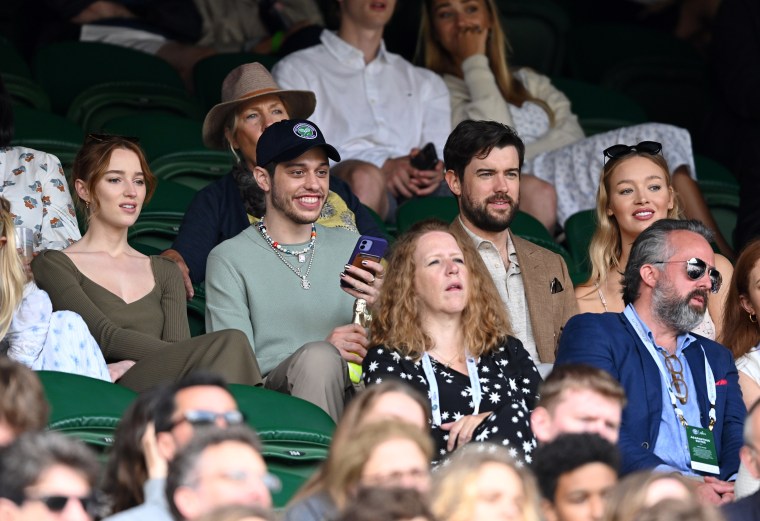 Phoebe Dynevor, Pete Davidson, Jack Whitehall and Roxy Horner hosted by Lanson attend day 6 of the Wimbledon Tennis Championships at the All England Lawn Tennis and Croquet Club on July 03, 2021.
