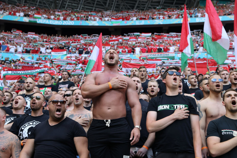 Image: Hungary fans inside the stadium before the match against France in Budapest,