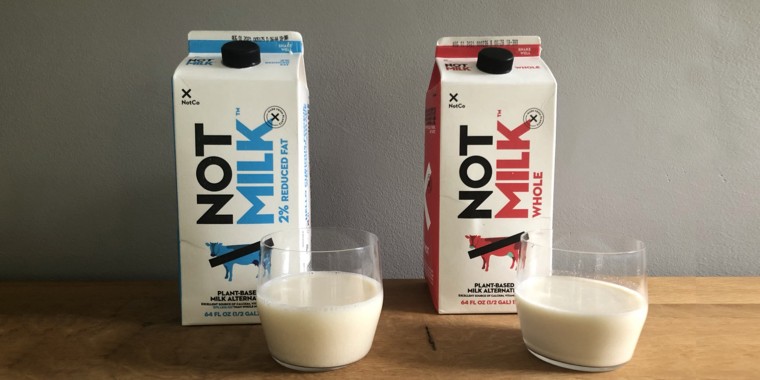 We tried two versions of NotMilk: 2% and whole. 