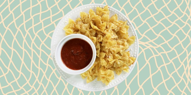 These air-fried pasta chips are the perfect vehicle for marinara sauce.
