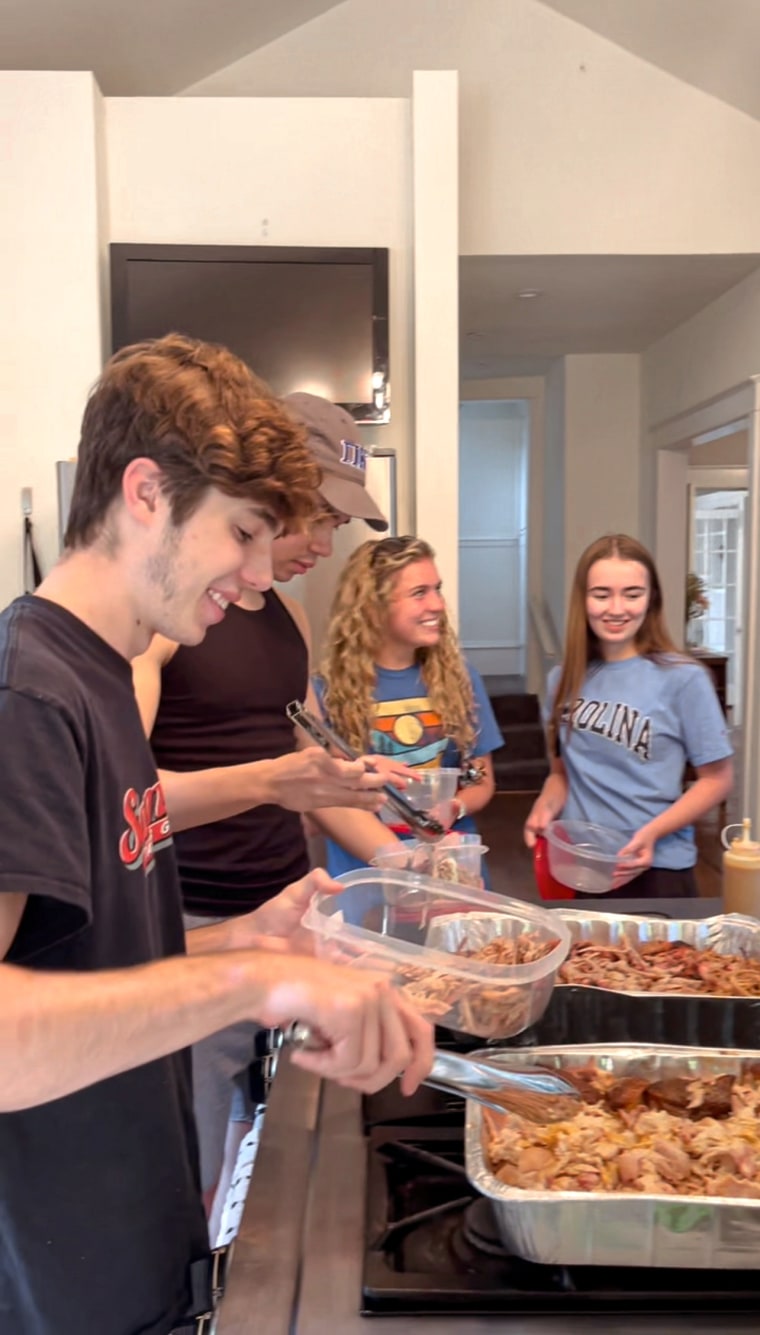 Students who ate dinner with the Sullivans this week were treated to nearly 70 pounds of smoked meats prepared by Tom.