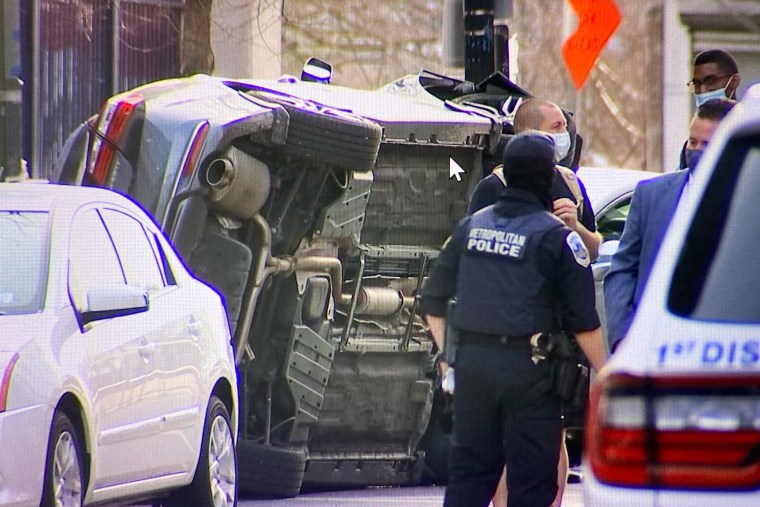 The car reportedly crashed and flipped over near Nationals Park, in Washington, D.C.
