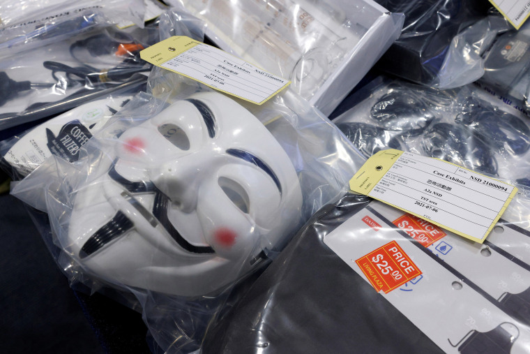 Image: Evidence displayed during a police news conference in Hong Kong